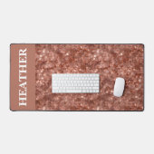Roos Gouden Sequin Glitter Monogram Naam Bureaumat (Keyboard & Muis)