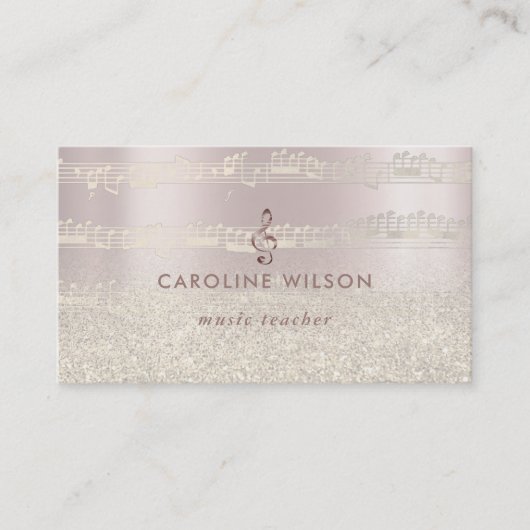 roos gouden sleutel en faux glitter visitekaartje (Voorkant)