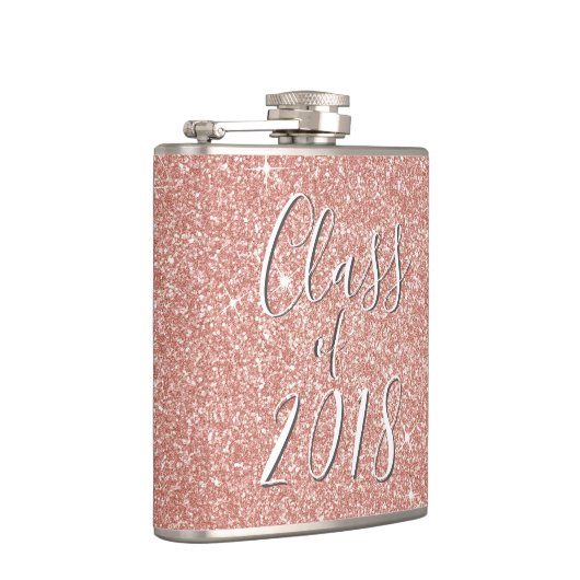 Roos Gouden Sparkle Glitter Klasse van 2018 Afstud Heupfles (Rechts)