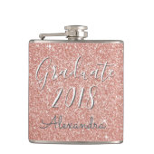 Roos Gouden Sparkle Glitter Klasse van 2018 Afstud Heupfles (Voorkant)