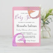 Roos Gouden Sparkle Zeemeermin Baby shower Uitnodi Kaart (Staand voorkant)