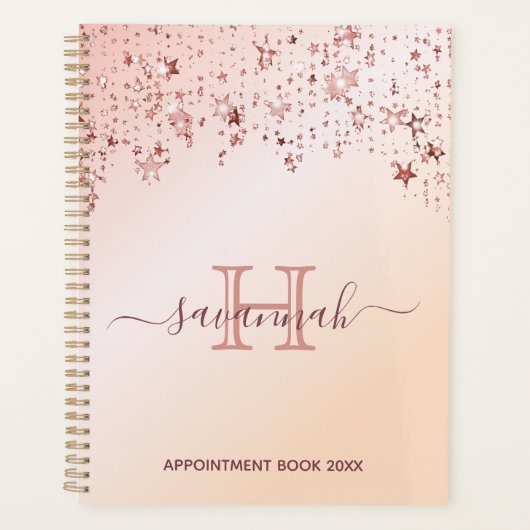 Roos gouden sterren afspraak boek monogram planner (Voorkant)