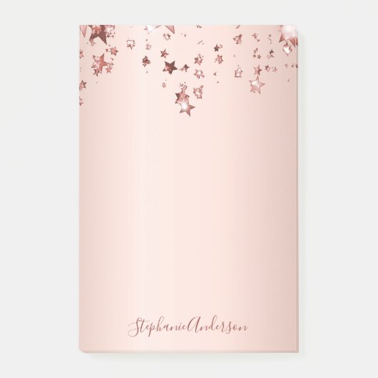 Roos gouden sterren naam elegant post-it® notes (Voorkant)