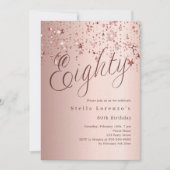 Roos gouden sterren script luxe 80e verjaardag kaart (Voorkant)