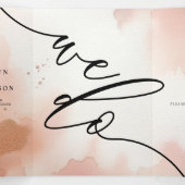 Roos gouden stof Waterverf monogram uitnodigen Drieluik Kaart (Binnenkant midden)