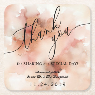 Roos gouden stof Waterverf Vierkante Kartonnen Onderzetter