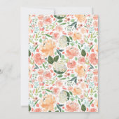 Roos Gouden Tiara & Blush Roze Bloemen Quinceanera Kaart (Achterkant)