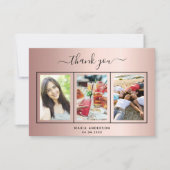 Roos Gouden Verjaardag Dank u aangepaste foto Bedankkaart (Voorkant)