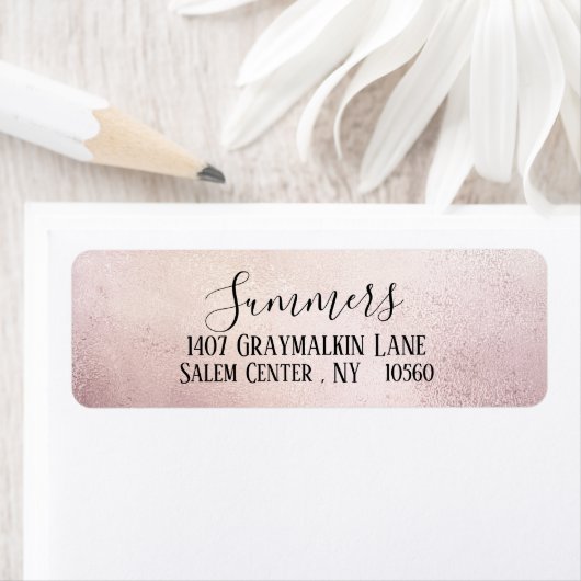 Roos gouden  Vervaagd Script Adres Etiket (Insitu)