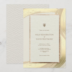 Roos Gouden Waterverf Brush Strokes Wedding Kaart