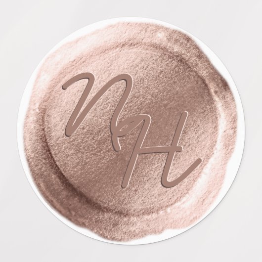 Roos Gouden Wax Seal Initialen Bruiloft Monogram Labels (Design 1)