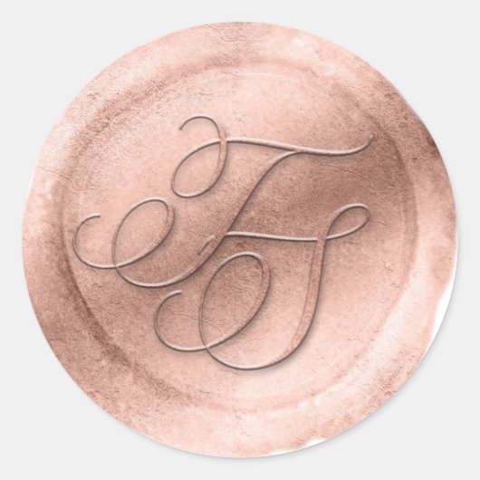 Roos Gouden Wax Seal Look 2 Letter Monogram Sticke Ronde Sticker (Voorkant)