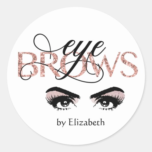 Roos Gouden Wenkbrauw Tinting MicroBlading Threadi Ronde Sticker (Voorkant)