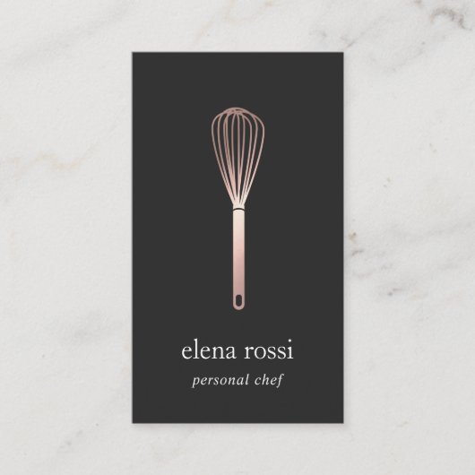 Roos gouden whisk | Chef Catering Bakkerij QR Code Visitekaartje (Voorkant)