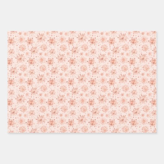 Roos Gouden Winter Sneeuwvlokken op White Pattern Inpakpapier Vel (Voorkant 2)