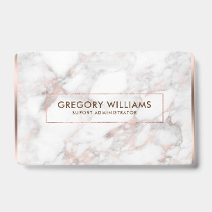 Roos-gouden & Wit Faux Marmer Border Lijst Badge