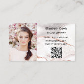 Roos gouden witte gewas marmer QR code logo Visitekaartje (Achterkant)