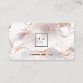 Roos gouden witte gewas marmer QR code logo Visitekaartje (Voorkant)