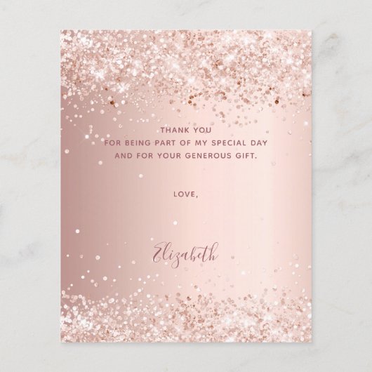 Roos gouden witte jurk dank u kaart (Achterkant)