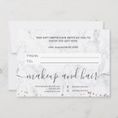 Roos gouden witte marmer met elegant cadeaubon (Achterkant)