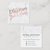 roos gouden witte marmer vierkante visitekaartje (Voorkant / Achterkant)