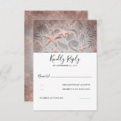 Roos Gouden Zeester Strand Bruiloft RSVP (Voorkant / Achterkant)