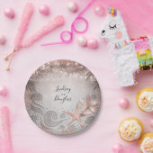 Roos gouden zeester tropische strand bruiloft papieren bordje (Feest)