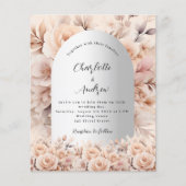 Roos gouden zilveren bloemenboog huwelijksuitnodig (Voorkant)