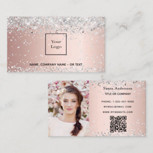 Roos gouden zilveren foto QR-code Visitekaartje