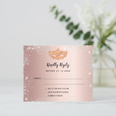 Roos gouden zilveren maskerade RSVP (Staand voorkant)