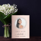 Roos gouden zilverglitter foto van bezoekersboek notitieboek