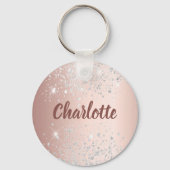 Roos gouden zilverglitter monogram stofmonogram sleutelhanger (Achterkant)