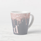 Roos gouden zilverglittermonogram initiaal latte mok (Rechterhoek)