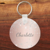 Roos gouden zilverglittermonogram initiaal sleutelhanger (Voorkant)