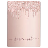 Roos gouden zwarte glitter druppelt script klembord (Achterkant)