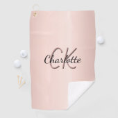 Roos gouden zwarte monogram golfhanddoek (Insitu)