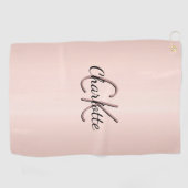 Roos gouden zwarte monogram golfhanddoek (Horizontaal)