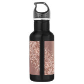 Roos gouden zwarte roze monogram Glitter Eyelashes Waterfles (Achterkant)