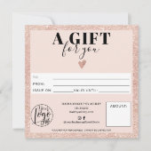 Roos gouden zwarte roze vierkant cadeaubon logo (Voorkant)