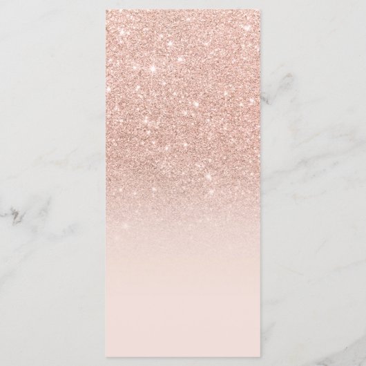 Roos goudfaux glitter roze ombre trouwmenu menu (Achterkant)