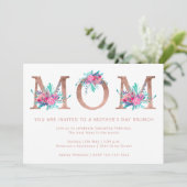 Roos goudflorale brief Mam wazig roze moederdag Kaart (Staand voorkant)