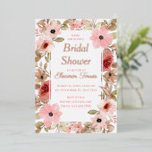 Roos goudfolie bruddoucheuitnodiging folie uitnodiging (Staand Voorkant)