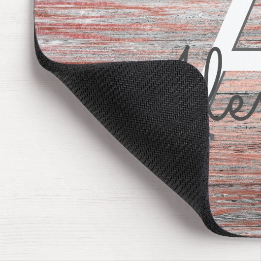 Roos goudfolie en rustiek houtmonogram muismat (Hoek)