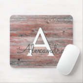 Roos goudfolie en rustiek houtmonogram muismat (Met muis)