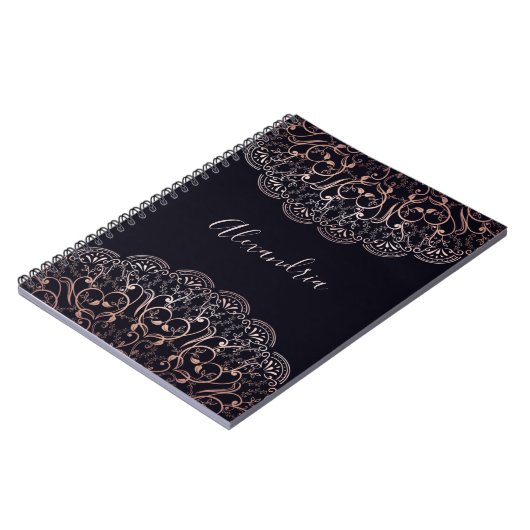 Roos goudfolie gelace mandala zwart tijdschrift notitieboek (Linkerzijde)