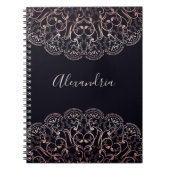 Roos goudfolie gelace mandala zwart tijdschrift notitieboek (Voorkant)