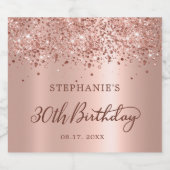 Roos Goudfolie Glitter 30e Verjaardag Monogram Sparkling Wijnetiket (Enkel label)