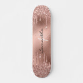 Roos goudFolie Glitter Monogram  Skateboard (Voorkant)