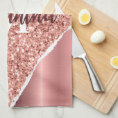 Roos goudfolie glitter theedoek (Quarter Fold)