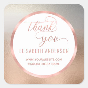 Roos goudfolie kalligrafie bedankt vierkante sticker